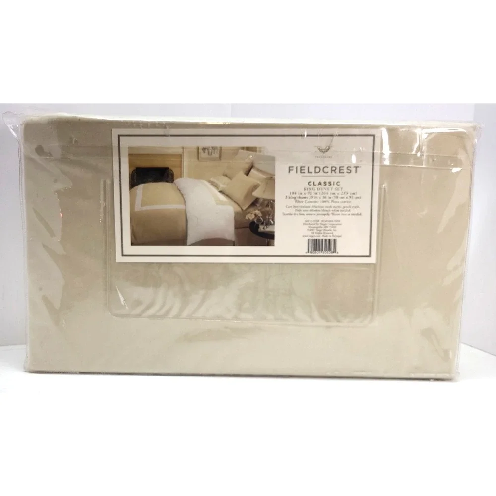 Fieldcrest Classic King Duvet Set Reveraible 100% Pima‎ Cotton